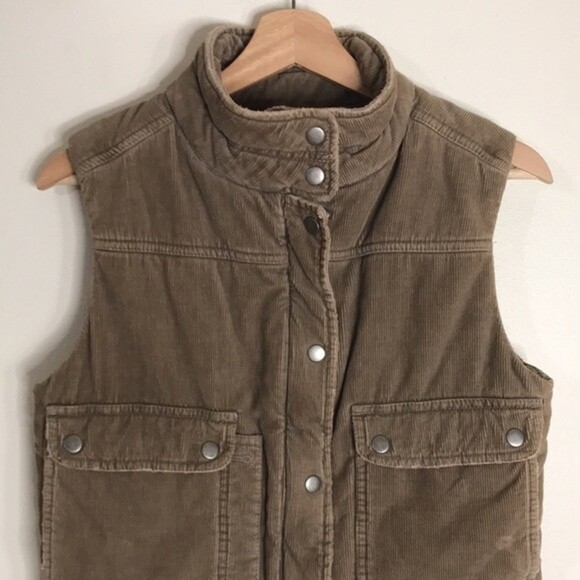 Vintage corduroy puffer zip and button up pullover fall winter vest size small - Picture 3 of 11